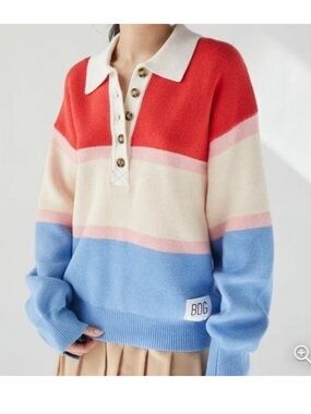 BDG Rena Long Sleeve Rugby Sweater Size Medium